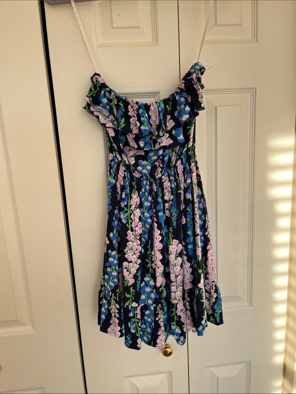 Lilly Pulitzer Navy Mini Dress with Pink & Green Floral Print